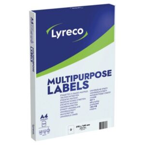 Lyreco Vielzweck-Etiketten eckig, 210 x 148 mm, 2 Stück/Blatt