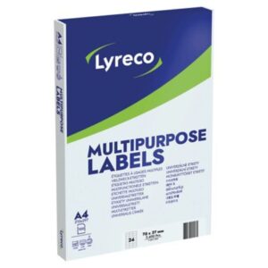 Lyreco Vielzweck-Etiketten eckig , 70 x 37 mm, 24 Stück/Blatt