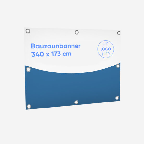 Bauzaunbanner 340 x 173 cm, 4/0-farbig bedruckt, Ösen im Abstand von 50 cm rundum