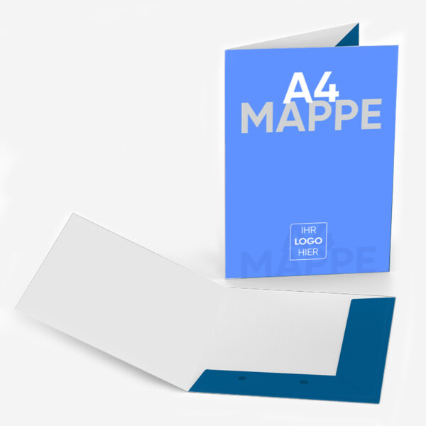 Mappe für DIN A4, 2-teilig mit 2 Laschen, 4/0 farbig (Außenseite bedruckt)